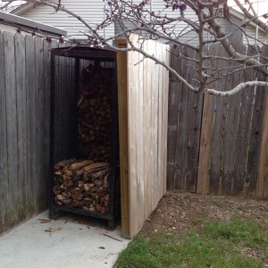 This wood rack from Butler Wood holds about 35 cubic feet of double-split wood when full. 