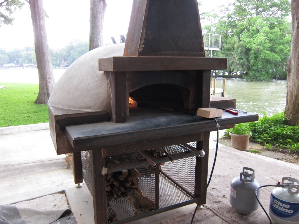 propane wand to cure wood-burning oven