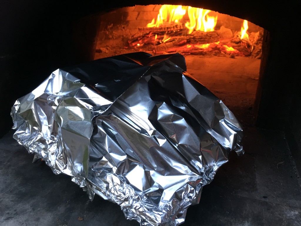 dry brine turkey tent with foil wood-fired turkey oven pizza oven thanksgiving turkey
