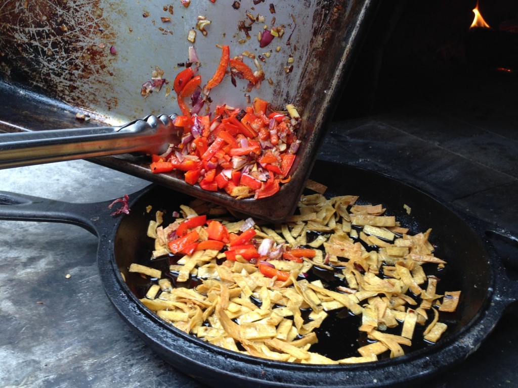 Wood-fired breakfast wood burning oven migas