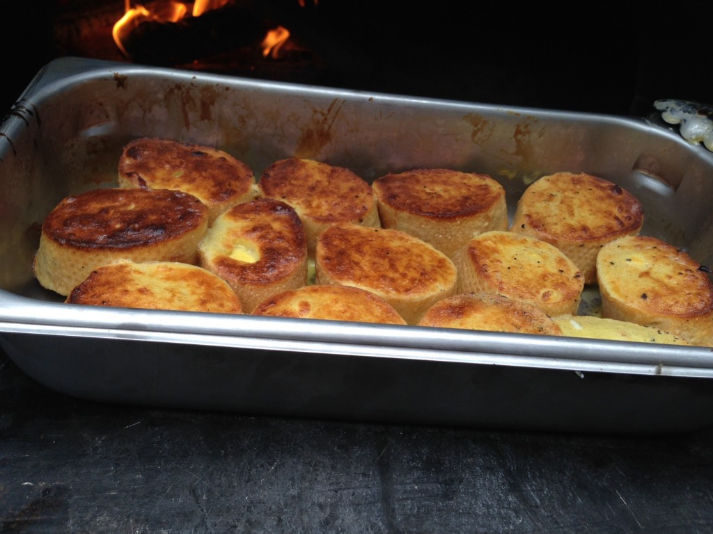 Wood-fired breakfast french toast wood burning oven